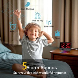 Venchin Loud Alarm Clocks for Heavy Sleepers, Digital Alarm Clock Beside with Light Mains Powered, Large LED Display for Kids, 4 Levels Brightness+Off, Snooze, USB Charging Port, 12/24H - Red