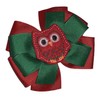 Christmas Owl Pinwheel Hair Bow 4" Red Green