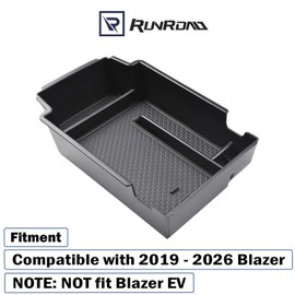 RUNROAD Upgraded Center Console Organizer Tray Compatible with Chevy Blazer 2026 2025 2024 2023 2022 2021 2020 2019 Accessories, ABS Materials Secondary Storage Box Insert Armrest Console Tray, Black