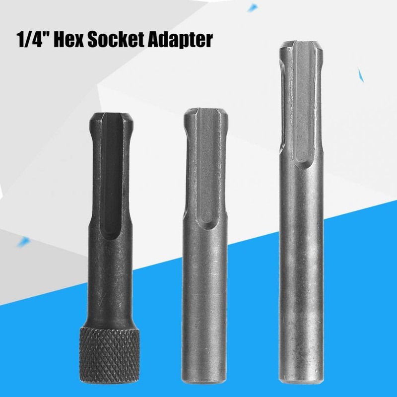 3Pcs SDS Socket Adaptor Set, 1/4" Hex Shank Screwdriver Bit