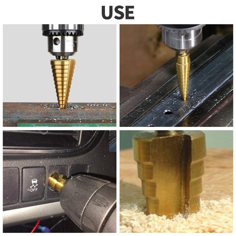 HSS Step Drill Bit Set - 3PCS 1/4" Hex Shank