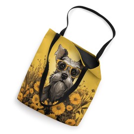 Cute Miniature Schnauzer Vintage Glasses Rustic Sunflower Tote Bag