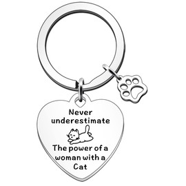 JETTOP Cat Gifts for Woman Keyring - Cat Lover Gifts for Birthday Christmas Never Underestimate The Power of a Woman with a Cat
