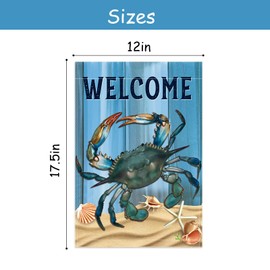 WHPCT Crab Garden Flag,Welcome to Undersea World Garden Flag,Marine Life Yard Porch, Party Holiday Decor, Vertical Double Side 12x18 Inch