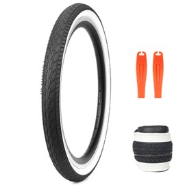 20 x 1.75 Inch Bike Tire 1 PCS Bicycle White Wall Side Black Tire Folding Bead Tyre Compatible with 20" Kids Bike, Folding Bicycle, Tricycles, Trike