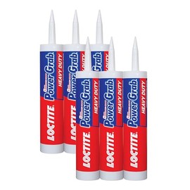 Loctite Power Grab Express - calcomanía de construcción resistente, cartucho de 9 fl oz, paquete de 6 – pegamento de construcción versátil para madera, pared, azulejos, tablero de espuma y más