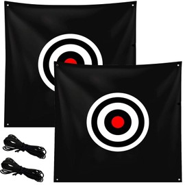 Golf Target Cloth 58”x 59” Hitting Net Replacement Hanging Circle Backstop Training Aids for Indoor Outdoor Backyard Driving Range Court Practice (58” x 59”, 2 Pack Black Target Cloth)