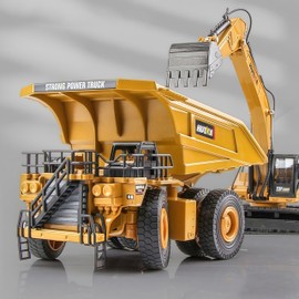 Gemini&Genius Construction Vehicle Dump Truck Toy 1/40 Scale Die-cast Site Metal Dumper Vehicle Alloy Model Toys for Kids and Decoration for House (Large 1-40 Truck Toy)