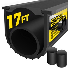 Holikme Garage Door Seals Bottom Rubber,Flexible Rubber Garage Door Seal,Door Threshold Ramps,Garage Door Weather Stripping Kit Seal Strip Replacement,5/16 Inch T-End,3.74 Inch Width (17Ft, Black)
