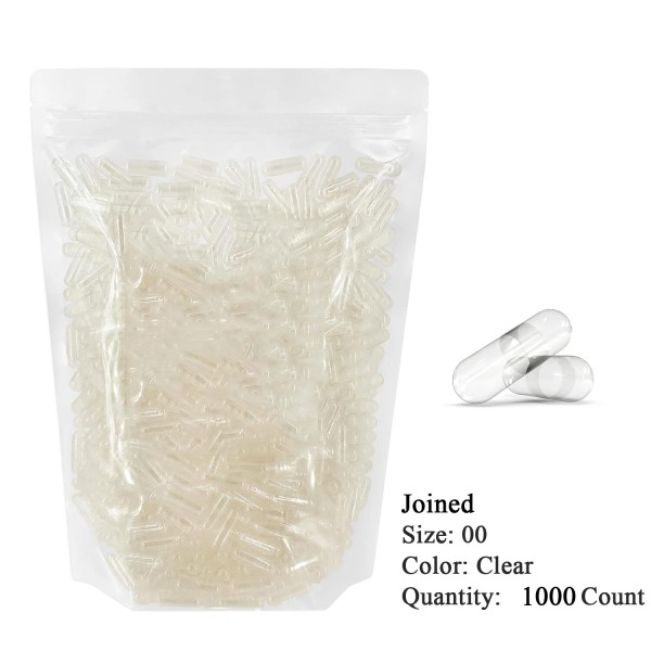 Empty Capsules Size 00 Joined 1000 Clear Gelatin Capsules Non-GMO