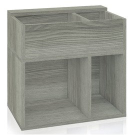 Way Basics 2 Tier Vinyl Record Multi Shelf LP Records Bookcase, London Grey