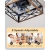 EDISHINE Caged Ceiling Fans with Lights Flush Mount, Rustic Square