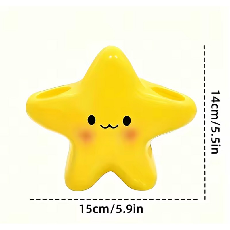 Cute Star Toothbrush Holder - Freestanding Bathroom Countertop Toothbrush &