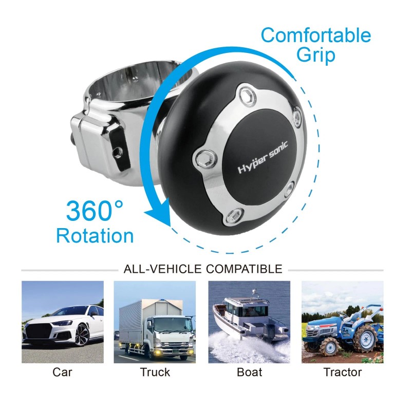 Hypersonic Large Steering Wheel Knob Spinners, Universal Vehicle Steer