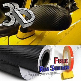 5ft X 6ft Black Twill-weave 3D Carbon Fiber Vinyl Film Wrap Sheet With Air Release Pockets Bubble Free