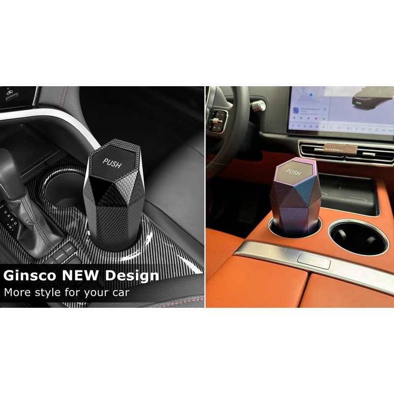 Ginsco 2 Pack Car Trash Can with Lid, Cup Holder