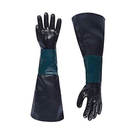 Sand Blasting Cleaning Gloves Rubber 23.6" Heavy Duty Sandblasting Gloves Grit and Beads for Model 60 90 110 260 Sandblasting Box 1 2