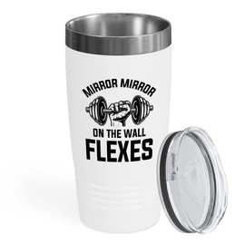 Body Builder White Edition Viking Tumbler 20oz - Mirror - Exercise Equipment Tonal Gym Funny Weight Lifting Workout Coach Gym Coach
