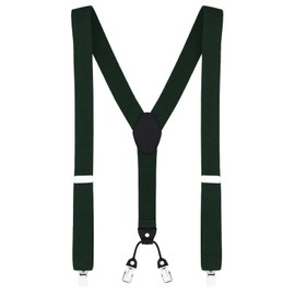 DonDon® Men's braces, wide, 4 clips, with Y-shaped leather, elastic and adjustable in length, in various designs -