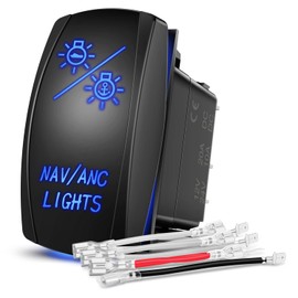 Nilight NAV/ANC Rocker Switch 7Pin Navigation Anchor Lights Toggle Switch On Off On DPDT Laser Etched Switch 12V 24V Jumper Wires for ARB Carling NARVA Style Marine Boat Ship Vessel, 2 Years Warranty