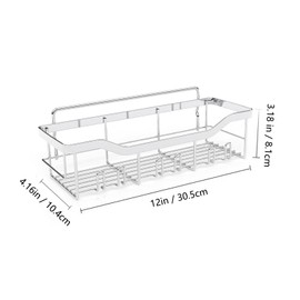 SPELSHINE Shower Caddy with Shower Hooks,Shower Shelf - 304 Stainless Steel Shower Rack,Anticorrosive,Rust-proof,Waterproof Bathroom Shelvs Storage and Organization - White Silver Shower Shelves