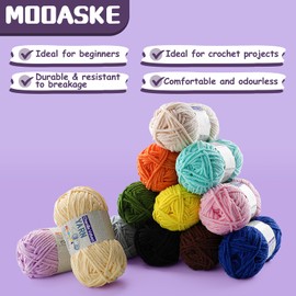 2 Pac Chenille Yarn for Crocheting - Blanket Yarn for Crocheting - Fluffy Yarn for Crochet, Baby Yarn for Crocheting Soft Blankets Weight Per Roll 50g/1.76oz, Length 60m/65yard (Khaki)