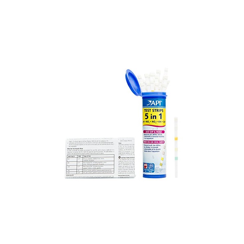 API DE-33G 5-in-1 Test Strips Pack of 25 for Freshwater
