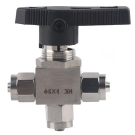 3-Way Ball Valve 304 Stainless Steel Quick Twisting Ball Valve for PU Water Air Hose6 x 4mm