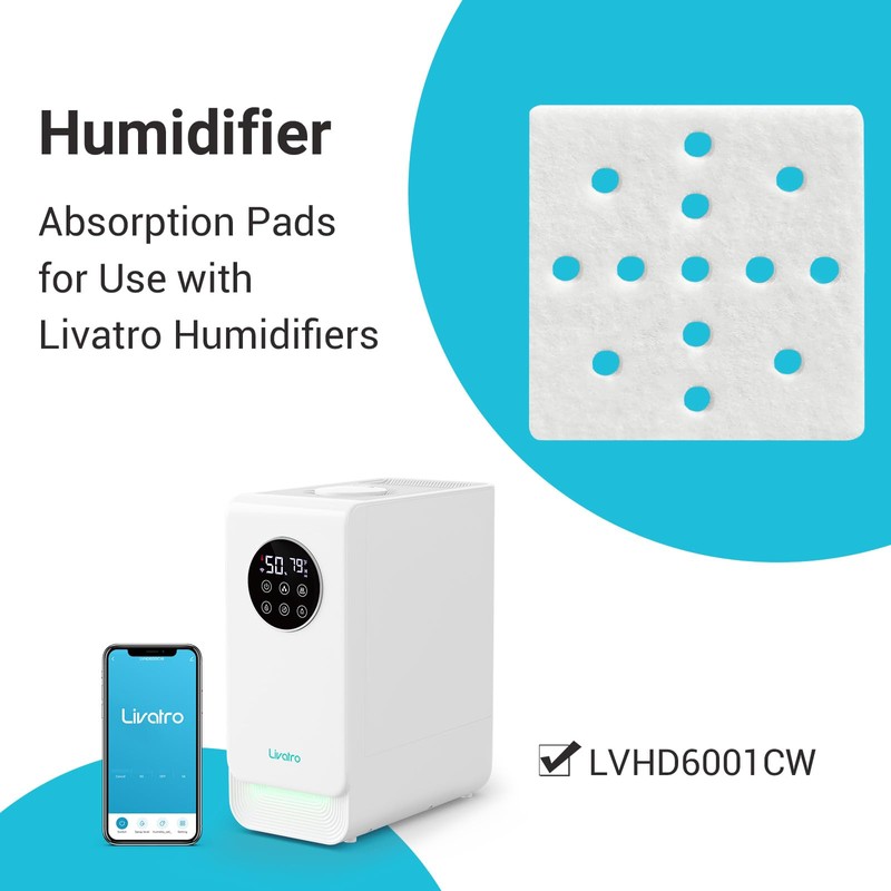 Livatro 10-Pack Humidifier Replacement Filters, Mineral Absorption Pads, Exclusively for