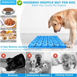 MOOGROU Snuffle Mat for Dogs,Premium Silicone Dog Food Mat 16“x16”Interactive Feed Game for Boredom,Encourages Natural Foraging Skills and Stress Relief for Large Dogs Smell Training Slow Feed Mat B