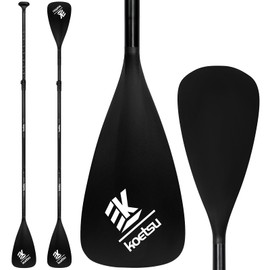 koetsu 3＆4-Piece Kayak Paddle, Aluminum Lightweight 2-in-1 SUP & Canoe Paddle, Floating Dual-End Paddle with Ergonomic Grip for Kayaking, Paddle Boarding & Fishing（Black）