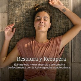 Magnesio, magnesio nuevo capítulo + suplemento Ashwagandha, absorción 2.5X, recuperación muscular, salud cardíaca y ósea, calma y relajación, sin gluten, sin OMG, 60 unidades