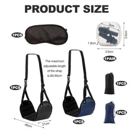 Pack of 2 Foot Rest Aeroplane Portable Aeroplane Footrest Foot Rest Aeroplane Adult Foot Hammock Airplane and 2 Pieces Eye Masks Suitable for Offices and Air Travel (Black, Blue)