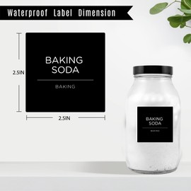 v2croft 168 Storage Labels for Containers, Minimalist Black Matte Stickers, White Text, Waterproof Name Labels Food Canisters, Jars, Organization Containers, Pantry