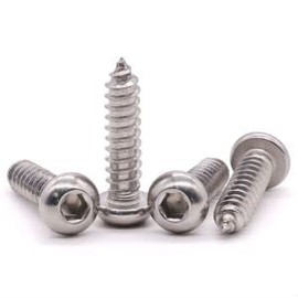 M5 x 12mm Button Head Socket Cap Self Tapping Screws, 304 Stainless Steel 18-8 Wood Screws, Full Coarse Thread Sheet Metal Screws, Pack of 50