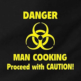 Sterling Smart® Mens Cotton Apron & Hat Set Cooking Chef Kitchen Cotton Apron Novelity BBQ Funny Apron Novelty Grilling Ideas Kitchen BAKEWARE APRON (Proceed with Caution & Hat Set)