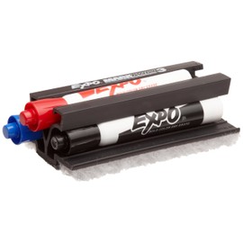 Brady 112632 Black, Red And Blue Color Dry Erase Marker And Eraser Set