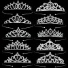 10 Coronas De Princesa De Cristal Plateado, Tiaras A Granel