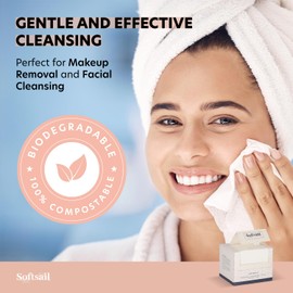 SOFTSAIL Handtücher Aus Viskose Einweghandtücher 50 Stück Make Up Entfernungstücher Trocken Weich Biologisch Abbaubar 2 Seiten XL