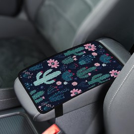 Hobbspring 1 Piece Car Centre Console Cover 32 x 19 cm Cactus Car Armrest Pad Flowers Car Consoles Armrest Protector Waterproof Car Armrest Cushion Cover for Most SUV Saloons/Trucks