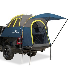 Pickup Truck Bed Tent with Awning Fits 5.5-6ft: Waterproof Umburato Truck Tents for Camping, Easy Set-Up, Portable, Spacious for 2 Person, Chevy, Dodge, Ford, GMC, Navy Blue & Lime