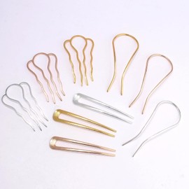 Gold and Silver French Hair Pins, Updo Hair Accessories, U - Shaped Hair Clips for Buns, Hair Forks with Combs, Non - Slip Hair Sticks for Girls, Made of Metal for Thick Hair