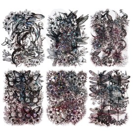 MiyouLuna 60Pcs Holographic PET Stickers-Vibrant Nature and Animal Designs, Scrapbook Stickers Kit for Journaling, Ephemera Packs for Junk Journals