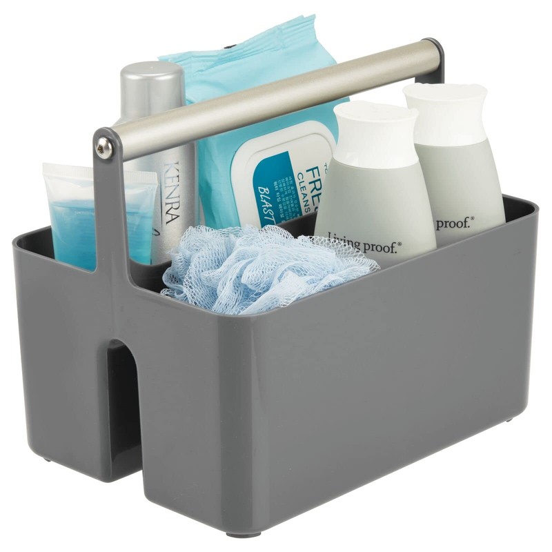mDesign Plastic Shower Caddy Storage Organizer Utility Tote, Divided Basket