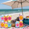 HAPPARTY 12PCS Hawaiian Hibiscus Tropical Can Sleeves, Luau Beverage Drinking