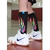MadSportsStuff Flame Athletic Crew Socks (Multi-Neon/Black, Large)