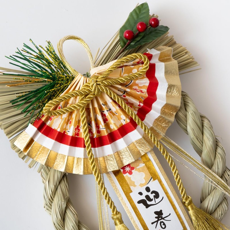 Hideshime New Year Decoration Shimenawa Entrance Wreath Golden Longevity Happiness