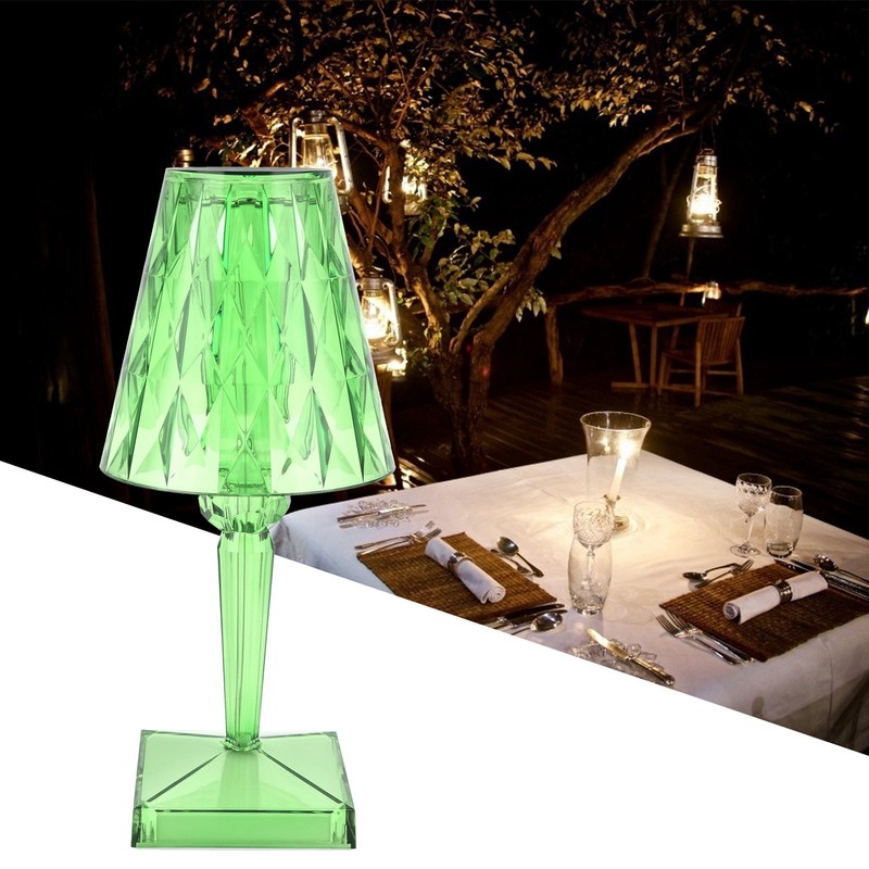 LED Crystal Table Lamp Transparent Prism Dimmable Desk Lamp USB