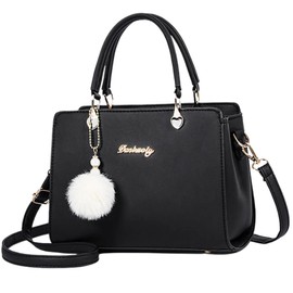 SHARE ITEMS Women's Handbag, Crossbody Bag, Shoulder Bag, Everyday Use, 2-Way Durable, Adult, Cute, Bag, PU Leather, Black