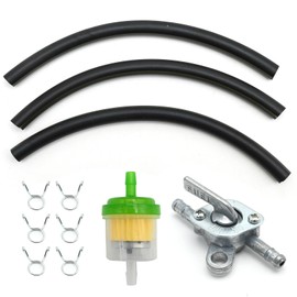 EATAKWARD Inline Gas Fuel Filter Hose Line Switch with Petcock Valve Fuel Line Clamps, Replacement for 50cc 110cc 125cc 150cc 250cc Chinese ATV 4 Wheeler Scooter Dirt Pit Bike